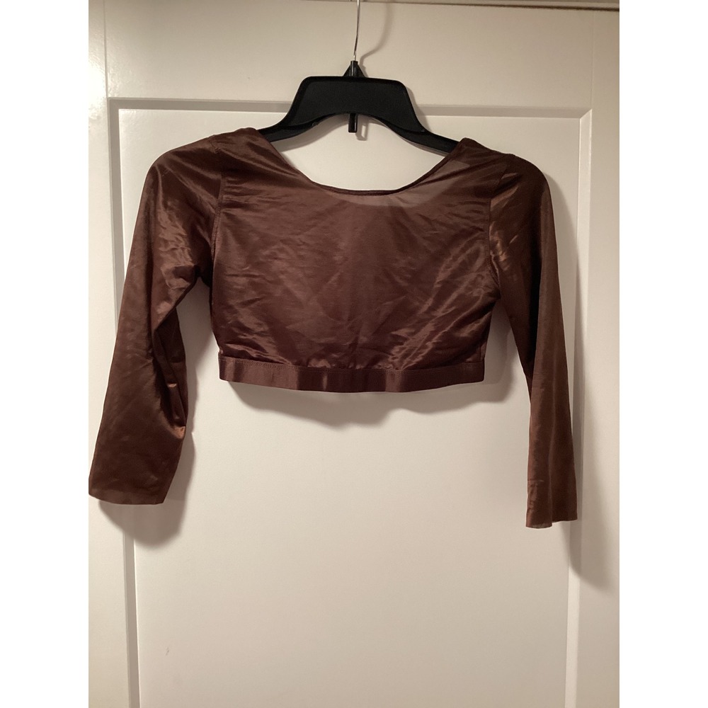 SKIMS Summer Mesh Shrug Cocoa Brown Sheer Long Sleeve Cropped Bolero Top Medium - Picture 3 of 4
